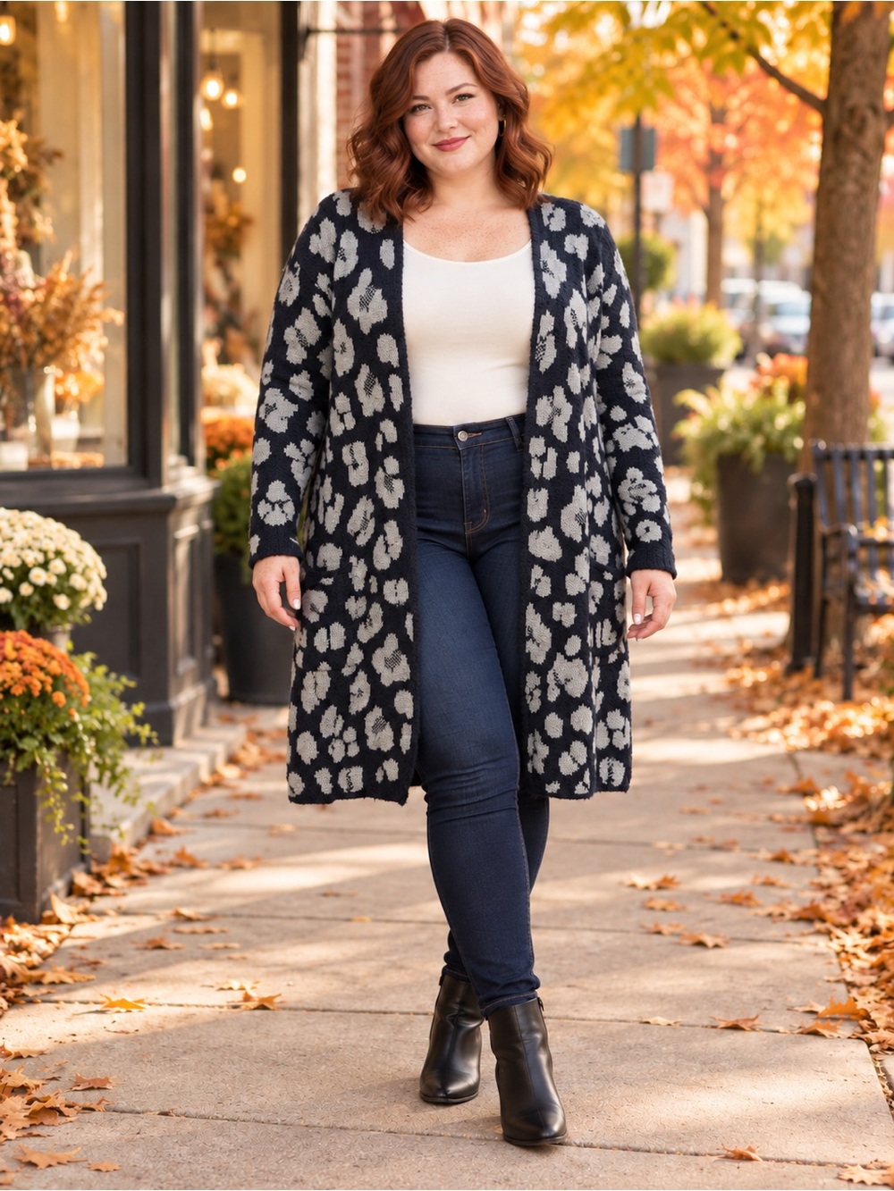 Nine West Leopard-Print Open-Front Cardigan